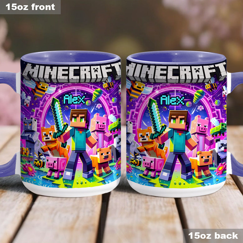 Cool Block Man - Personalized Block World Accent Mug