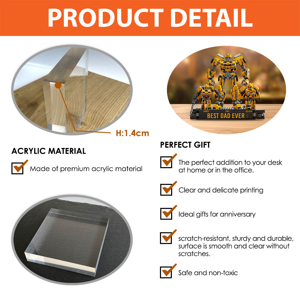 Best Dad Ever - Personalized Father Custom Shaped Acrylic Plaque