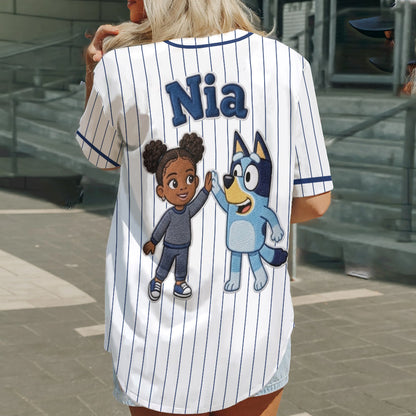 Blue Dog Friend - Personalized Blue Dog Baseball Jersey