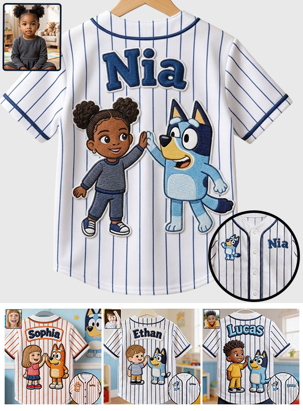 Blue Dog Friend - Personalized Blue Dog Baseball Jersey