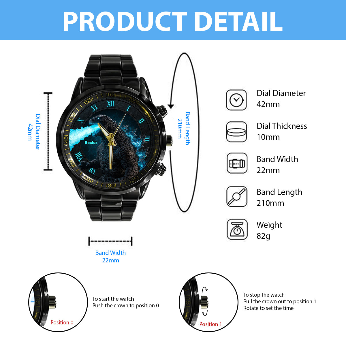 Atomic Bomb Creature - Personalized Giant Monster Hand Watch