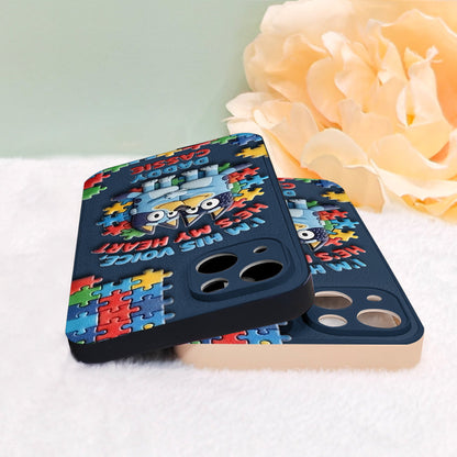 I'm His Voice - Personalized Autism Awareness 3D Embossed Leather Phone Case