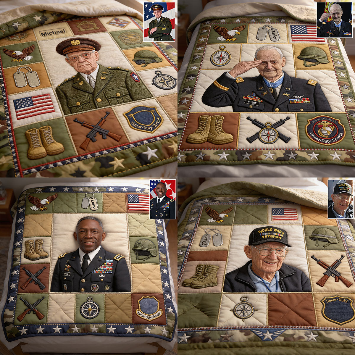 Honor Duty Service - Personalized Veteran Blanket