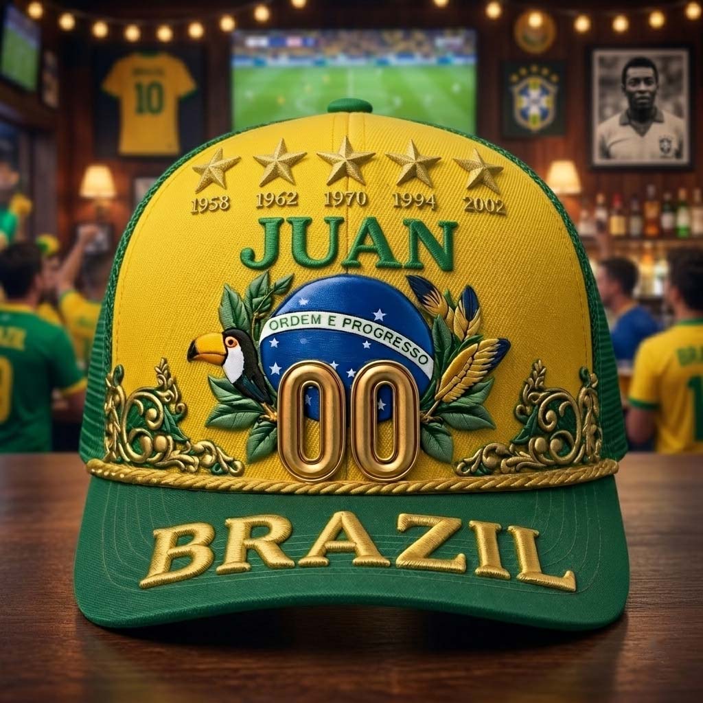 Brazil Five Times Champion - Personalized Soccer Classic Cap
