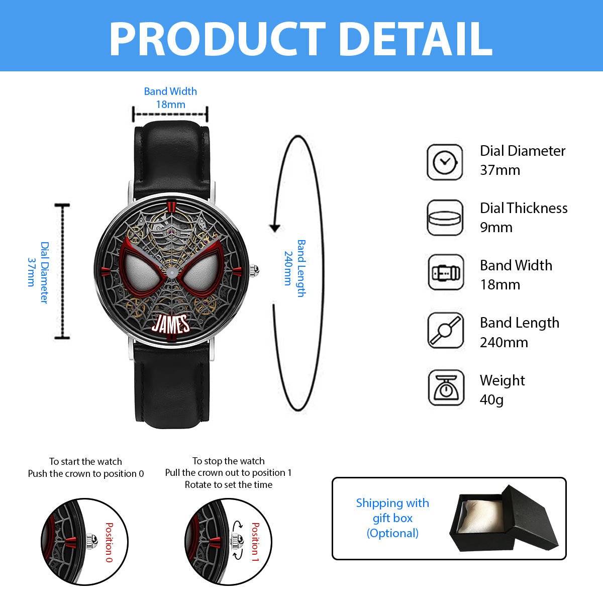 Cool Spider Mask - Personalized Marvelous Universe Hand Watch