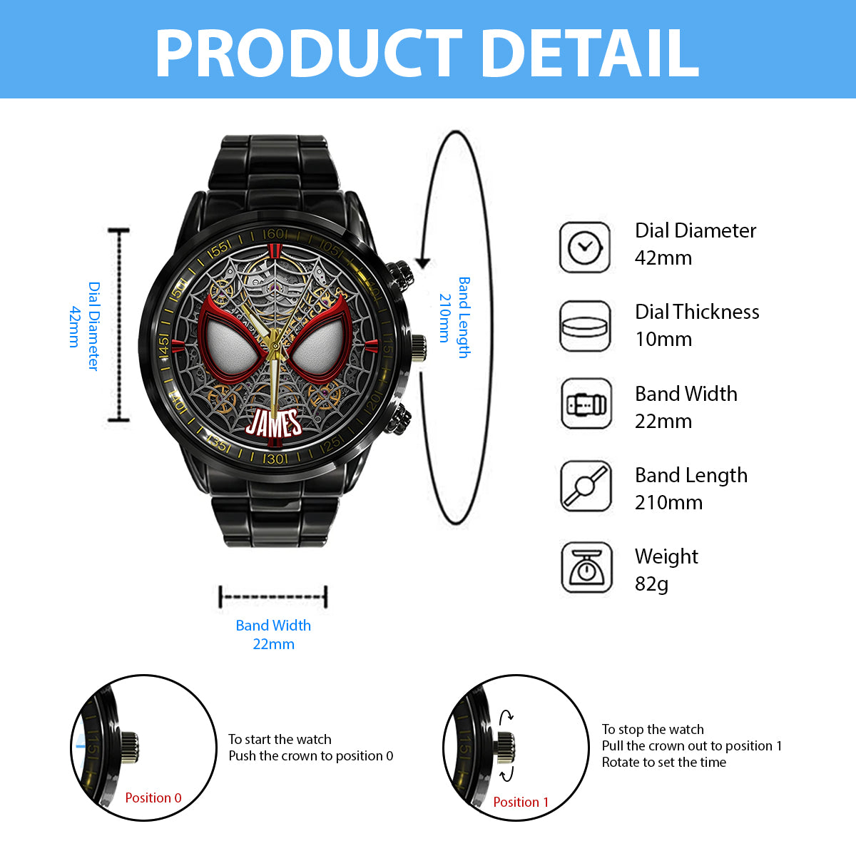 Cool Spider Mask - Personalized Marvelous Universe Hand Watch