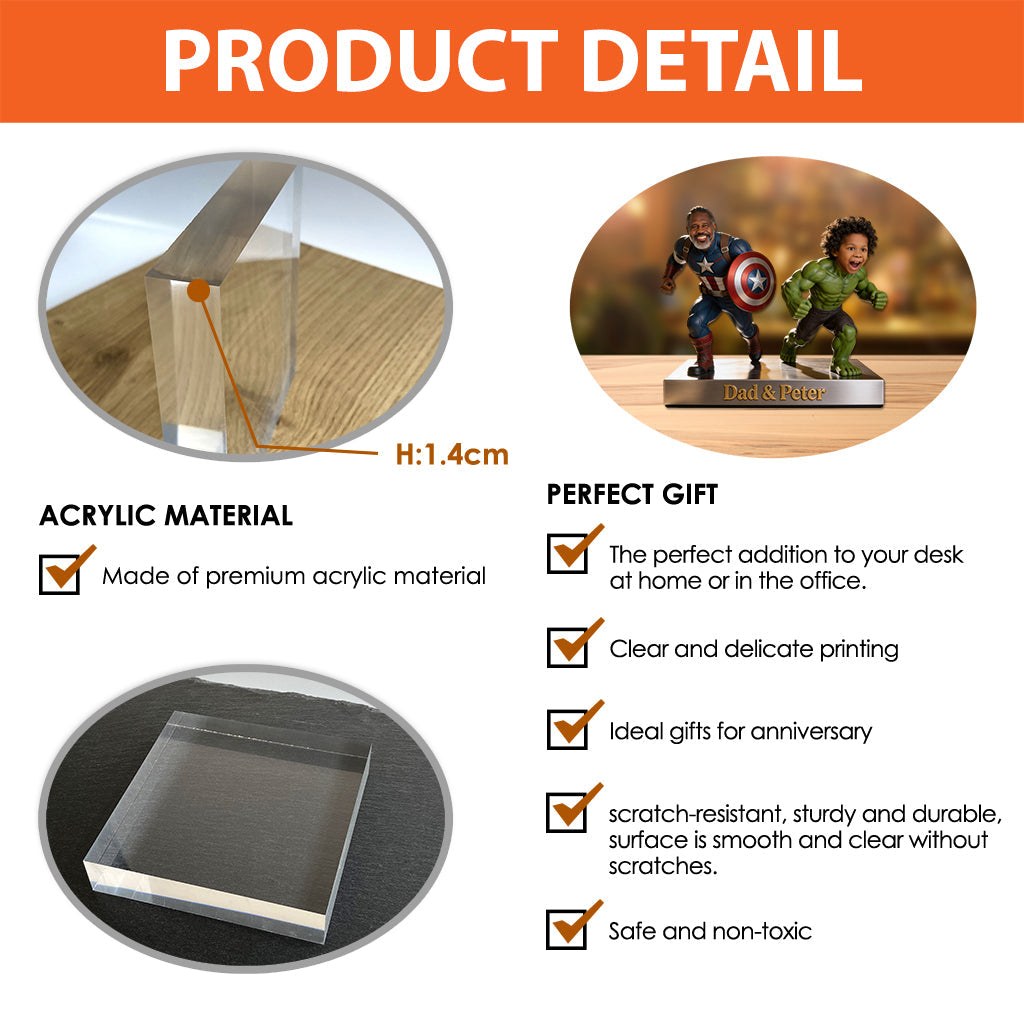 Father Gift, Funny Father Gift - Personalized Marvelous Universe Custom Shaped Acrylic Plaque