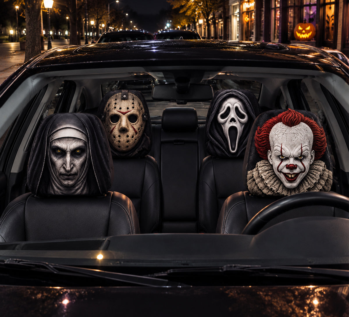 Get In Loser We're Going Killing - Personalized Horror Character Car Headrest Covers