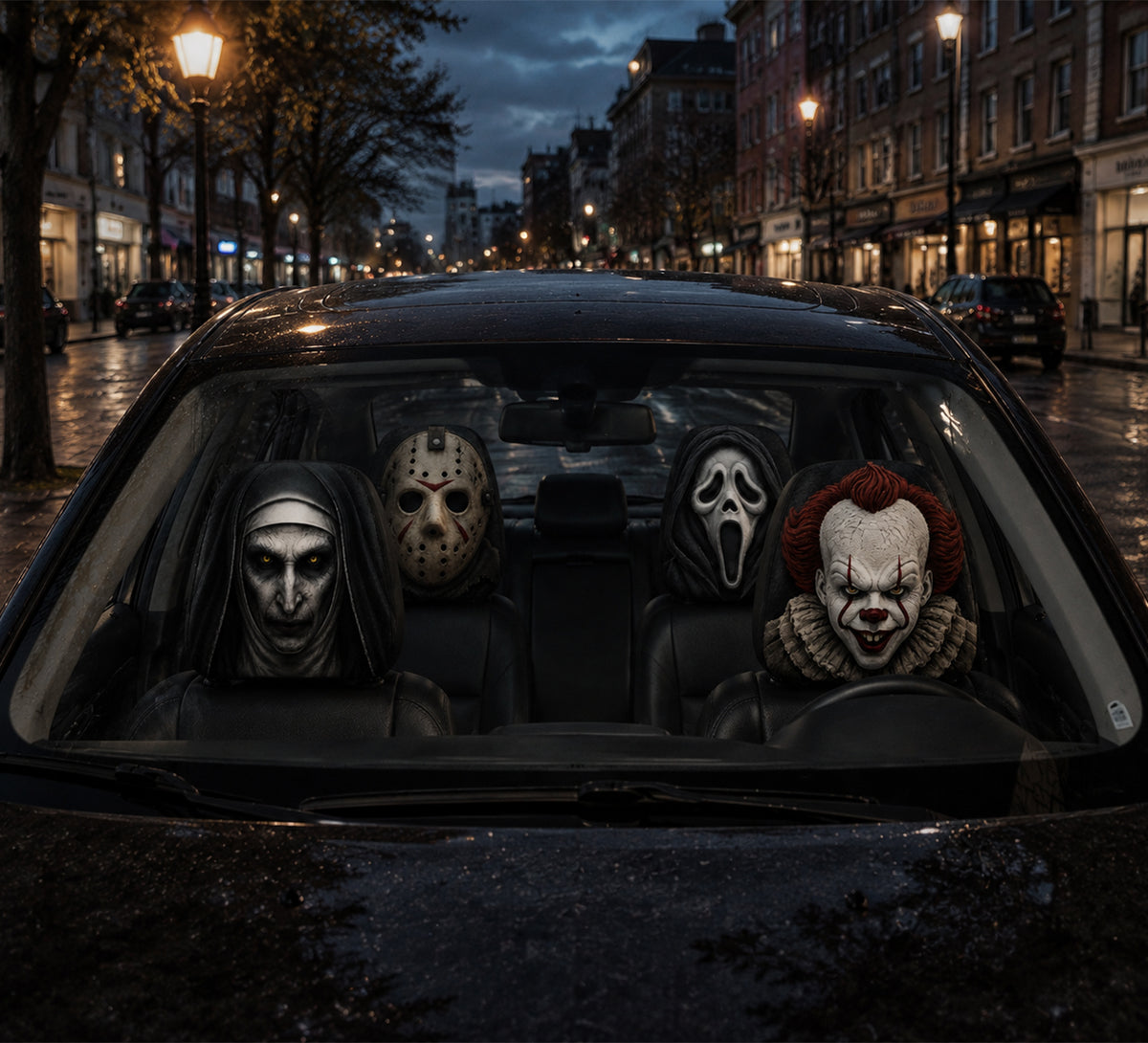 Get In Loser We're Going Killing - Personalized Horror Character Car Headrest Covers