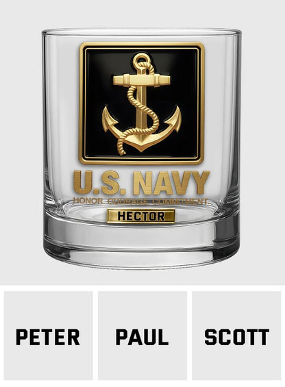 Premium American Pride US Navy - Personalized Veteran Whiskey Glass