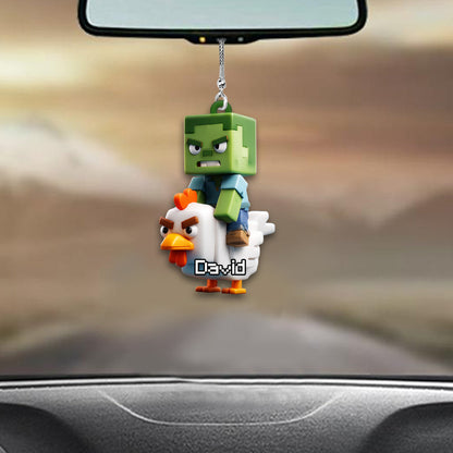 Chicken Jockey! - Personalized Block World Car Ornament