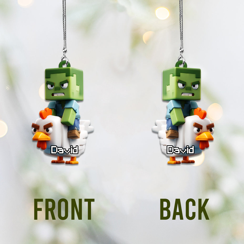 Chicken Jockey! - Personalized Block World Car Ornament