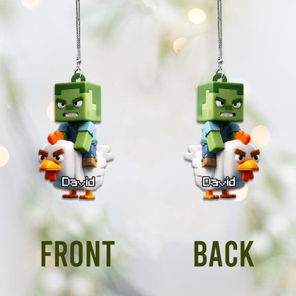 Chicken Jockey! - Personalized Block World Car Ornament