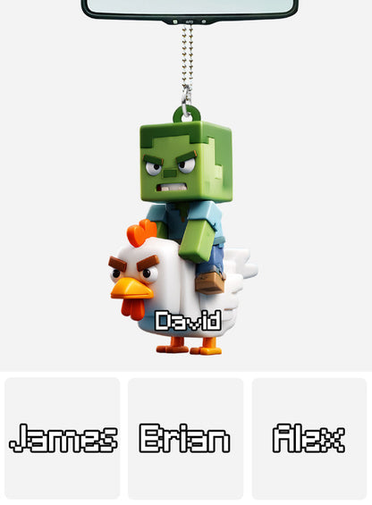 Chicken Jockey! - Personalized Block World Car Ornament