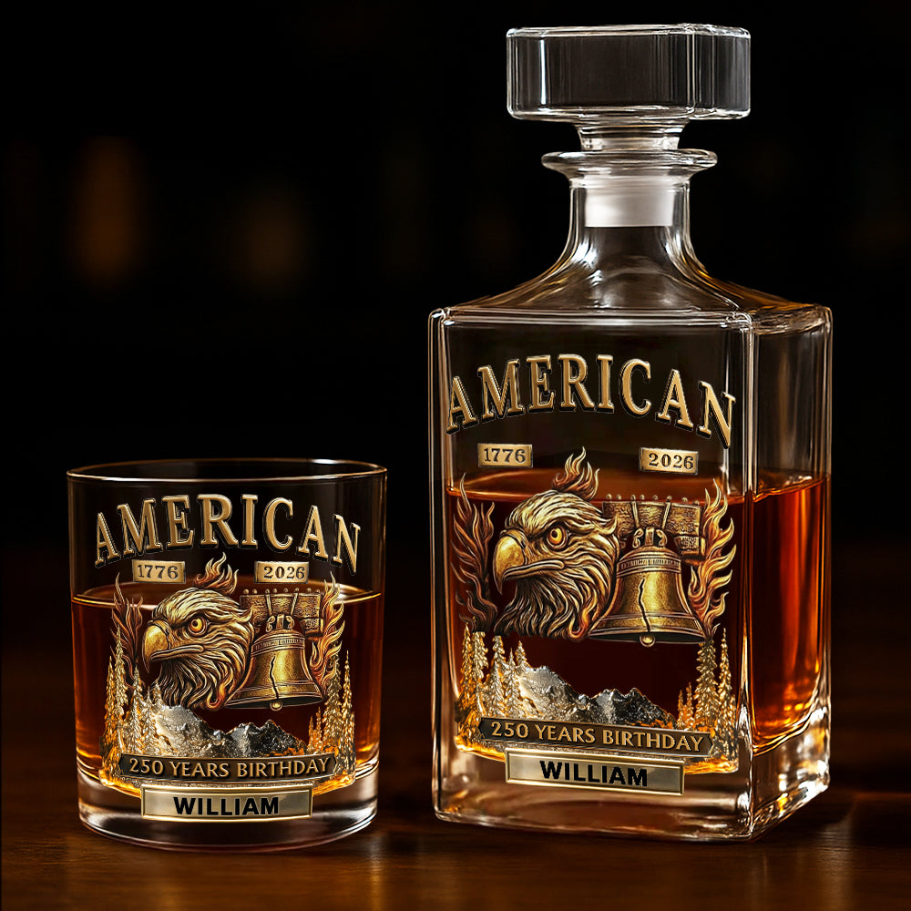 250 Years Birthday - Personalized Veteran Whiskey Decanter Set