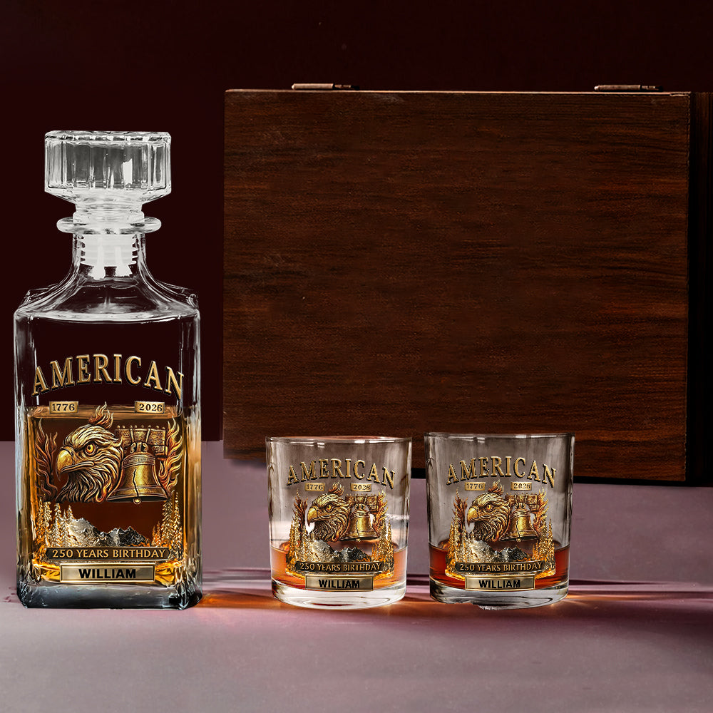 250 Years Birthday - Personalized Veteran Whiskey Decanter Set