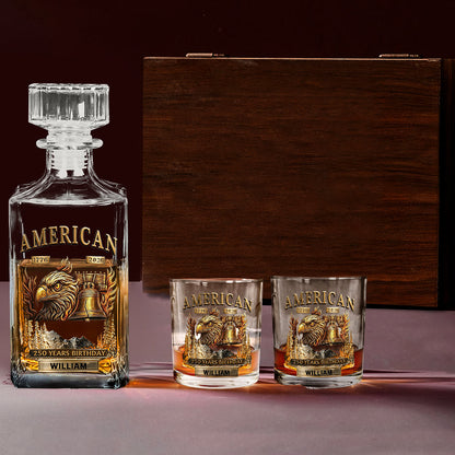 250 Years Birthday - Personalized Veteran Whiskey Decanter Set