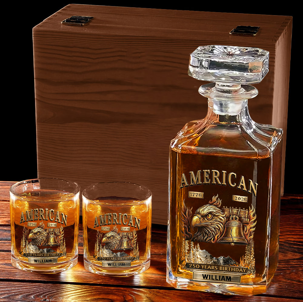 250 Years Birthday - Personalized Veteran Whiskey Decanter Set