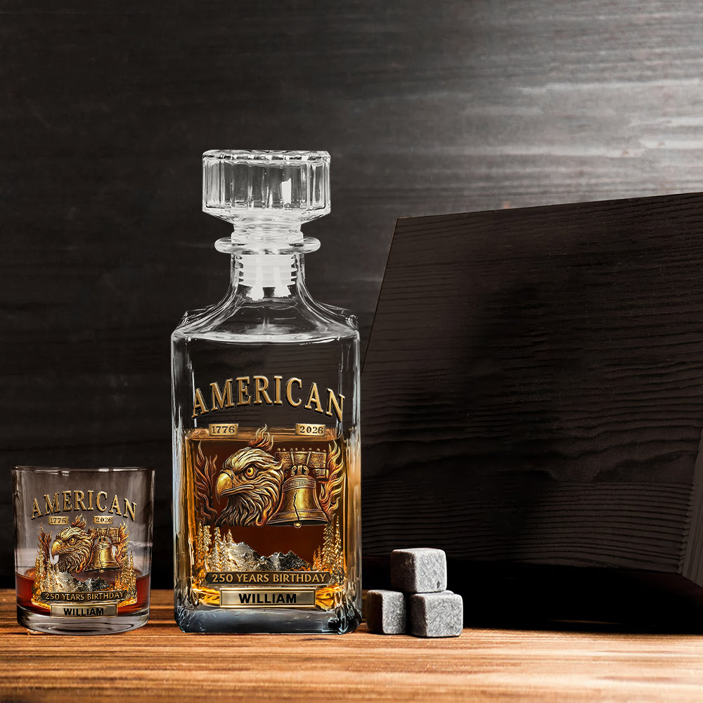 250 Years Birthday - Personalized Veteran Whiskey Decanter Set