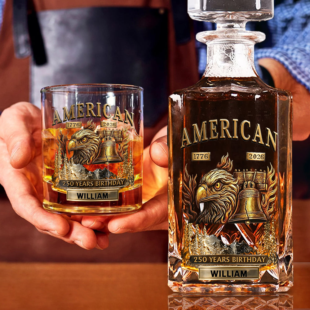 250 Years Birthday - Personalized Veteran Whiskey Decanter Set