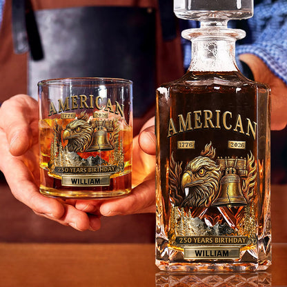 250 Years Birthday - Personalized Veteran Whiskey Decanter Set