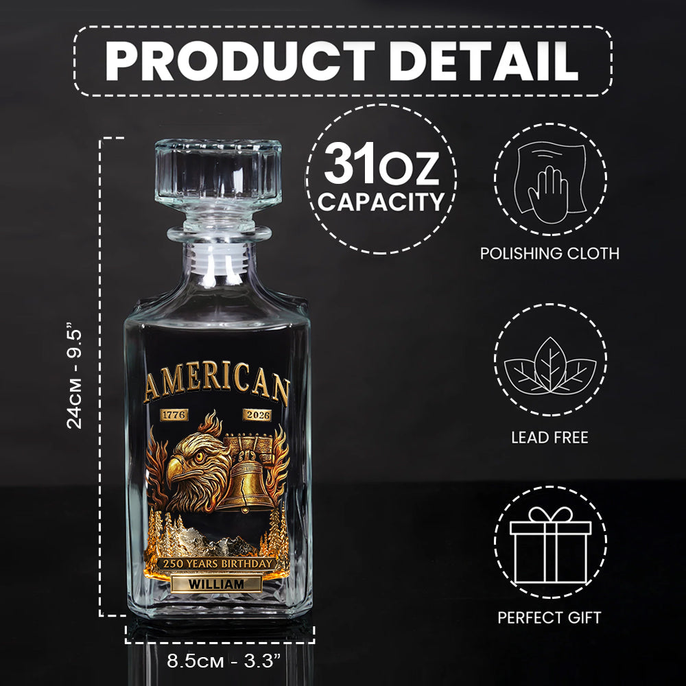 250 Years Birthday - Personalized Veteran Whiskey Decanter Set