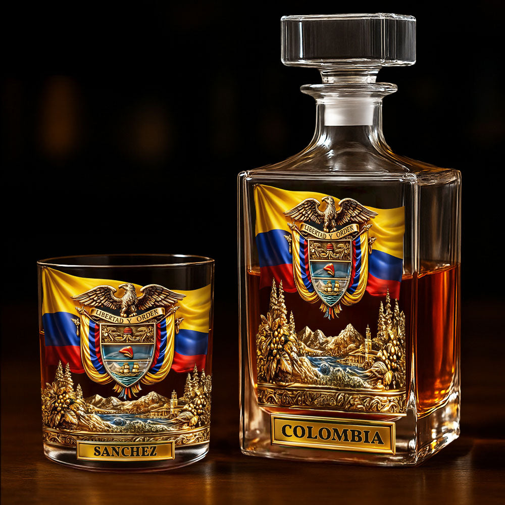 Proud Colombian - Personalized Expats Whiskey Decanter Set