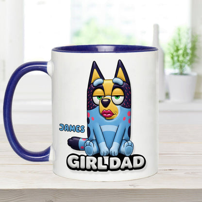 Girl Dad Funny - Personalized Blue Dog Accent Mug