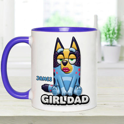 Girl Dad Funny - Personalized Blue Dog Accent Mug