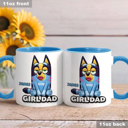 Girl Dad Funny - Personalized Blue Dog Accent Mug