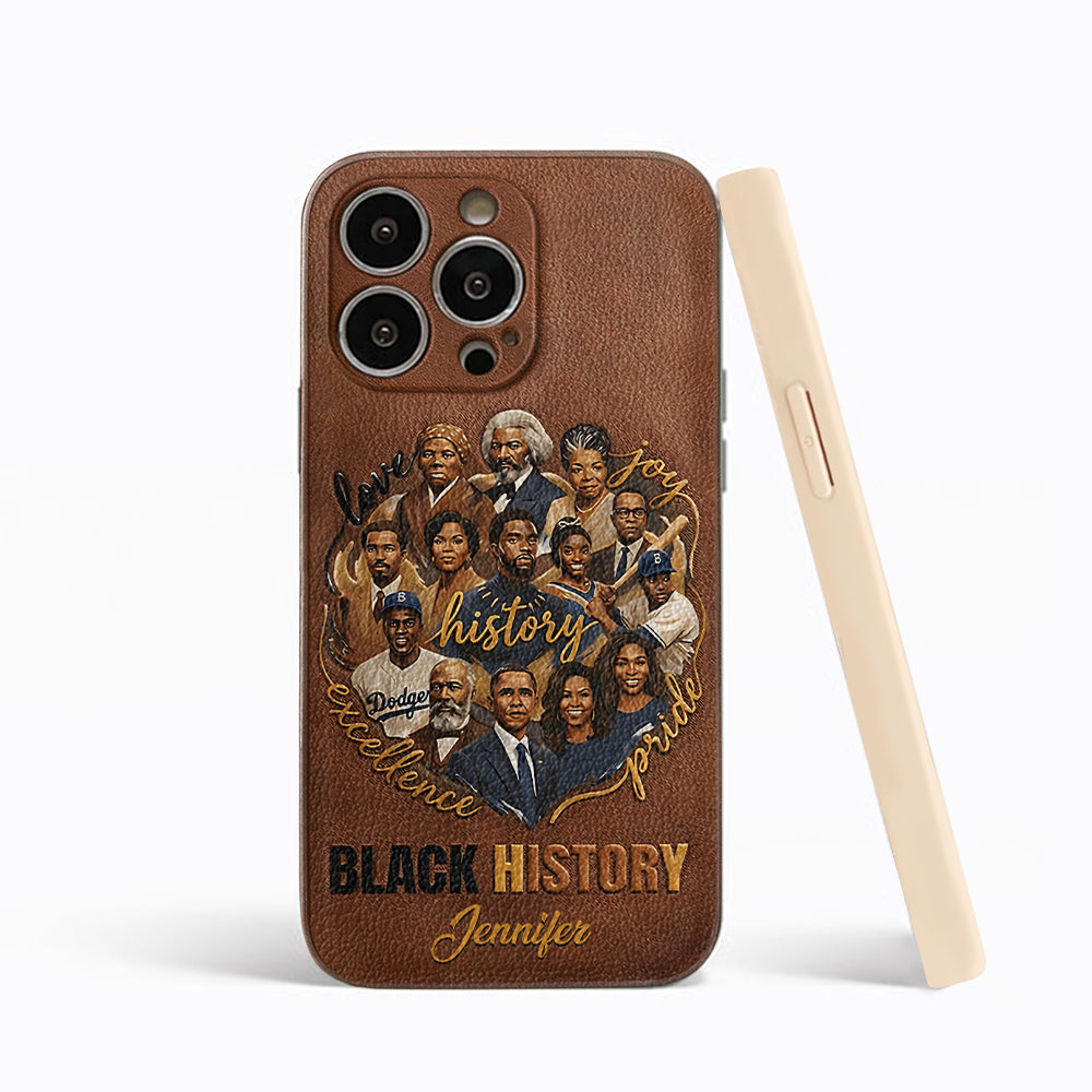Black Pride - Personalized African American Leather Phone Case