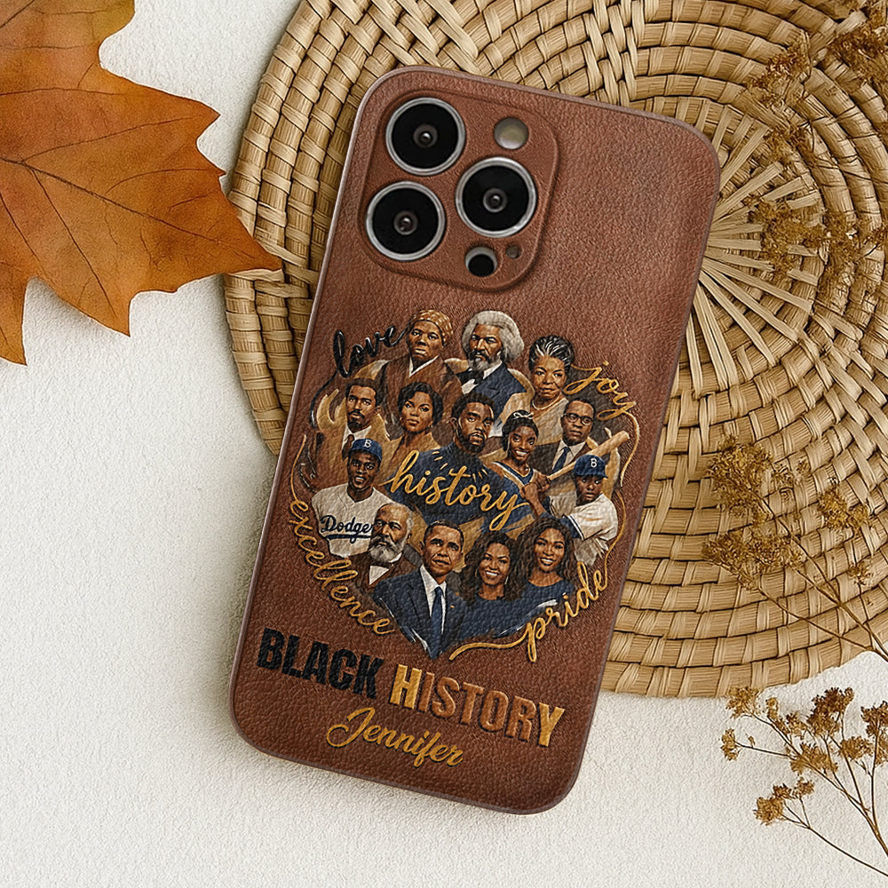 Black Pride - Personalized African American Leather Phone Case