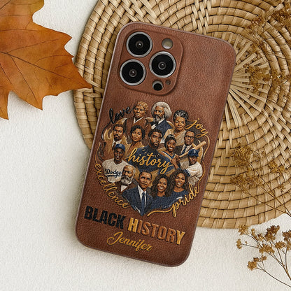 Black Pride - Personalized African American Leather Phone Case