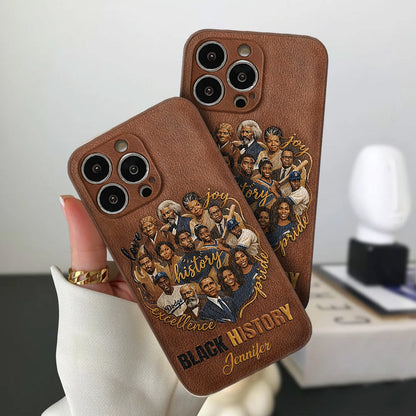 Black Pride - Personalized African American Leather Phone Case