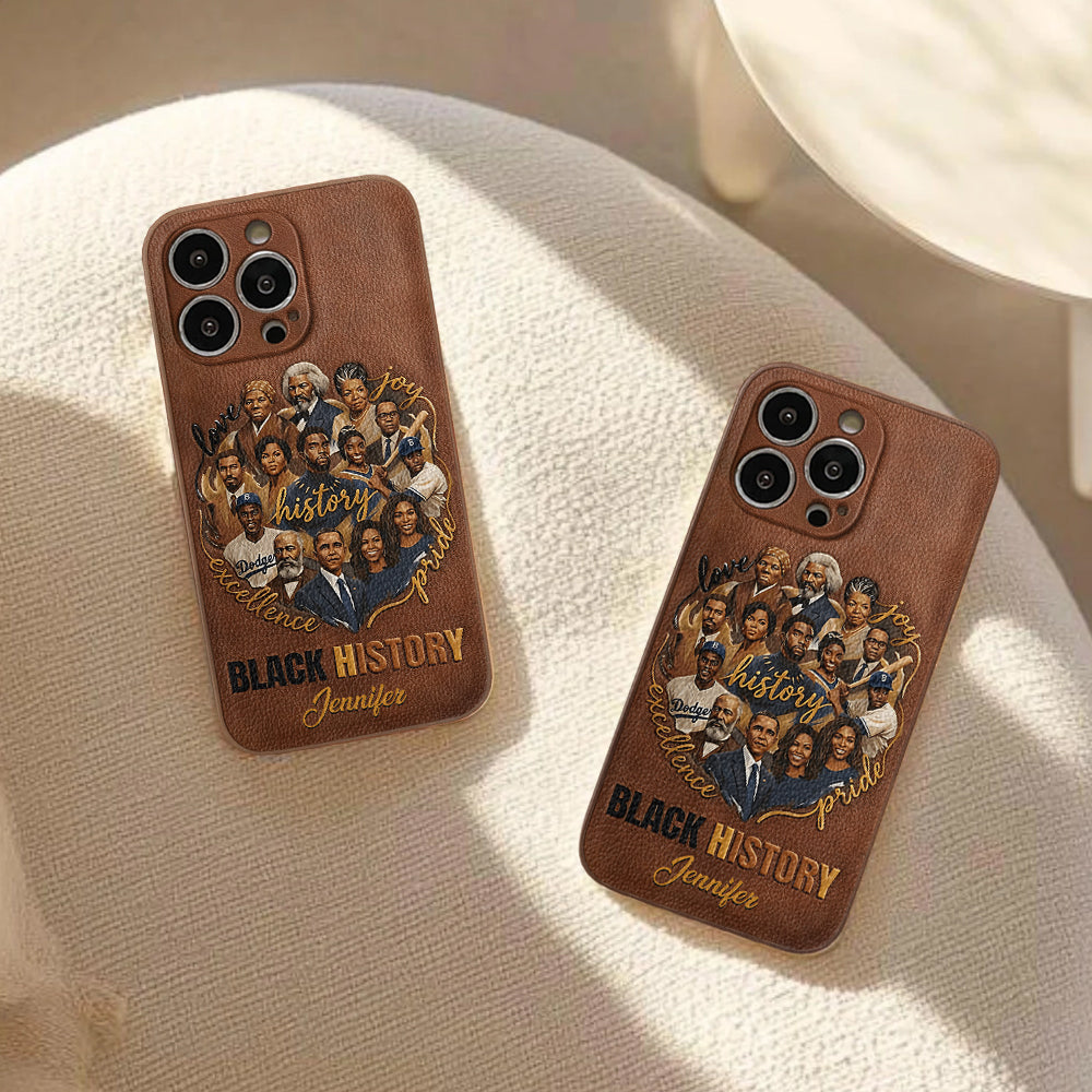 Black Pride - Personalized African American Leather Phone Case