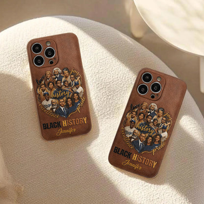 Black Pride - Personalized African American Leather Phone Case