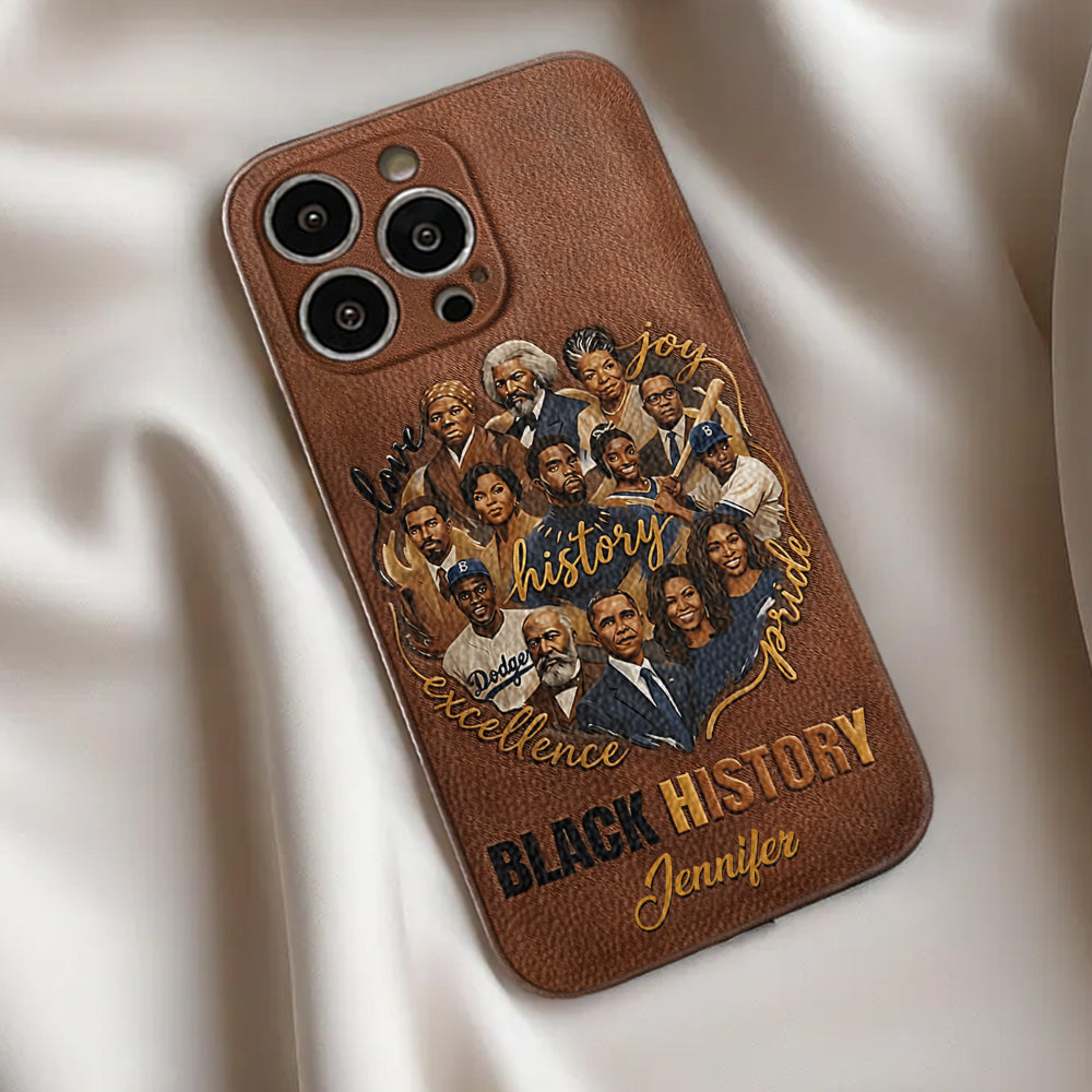 Black Pride - Personalized African American Leather Phone Case