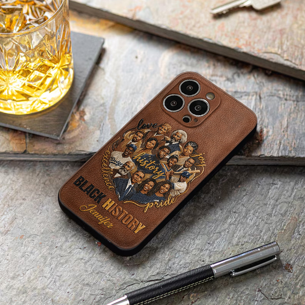 Black Pride - Personalized African American Leather Phone Case