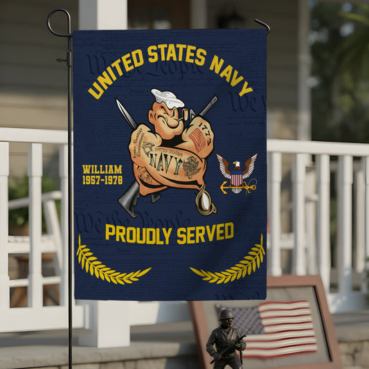 Proudly Served - Personalized Veteran Garden Flag