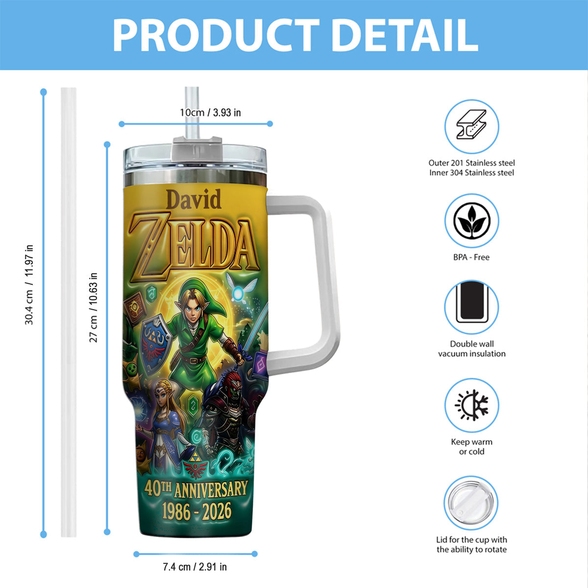 Best Memories - Personalized The Hero's Legend Tumbler With Handle