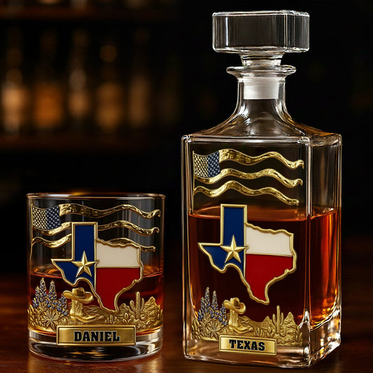 Strong Texas - Personalized States of America Whiskey Decanter Set