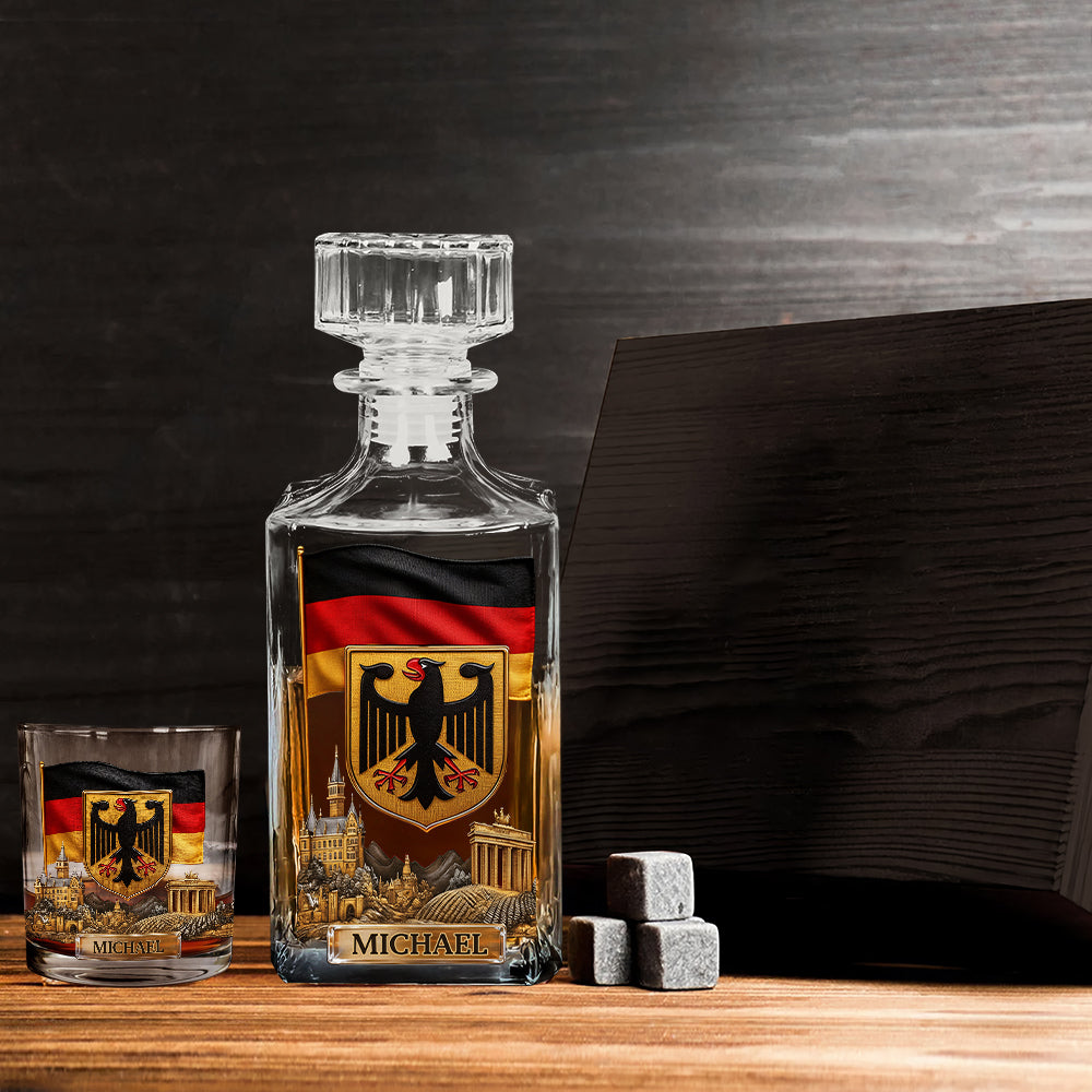 Gift For German - Personalized Expats Whiskey Decanter Set