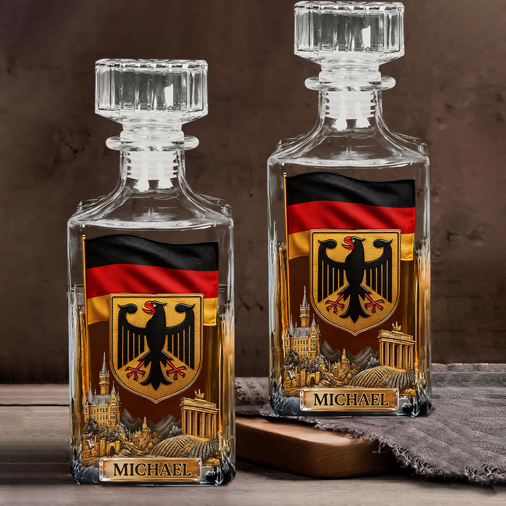 Gift For German - Personalized Expats Whiskey Decanter Set