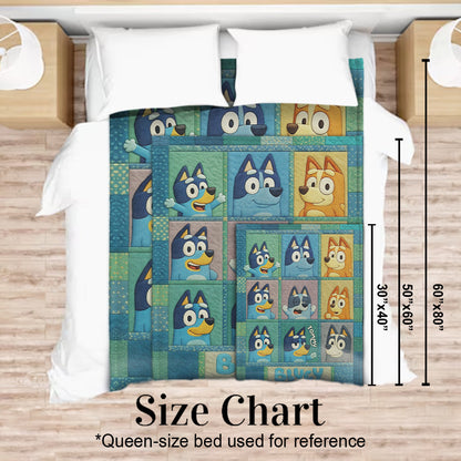 Blue Dog Cartoon - Personalized Blue Dog Blanket