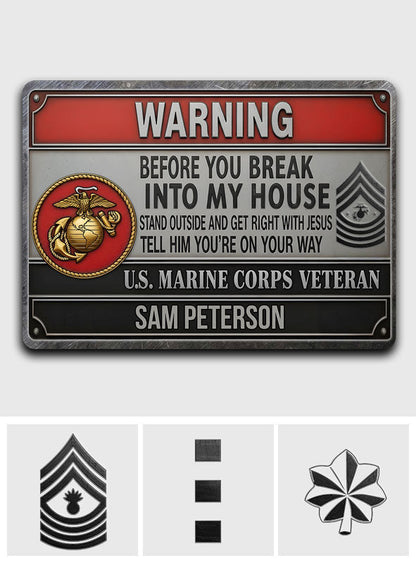 Warning - Personalized Veteran Rectangle Metal Sign