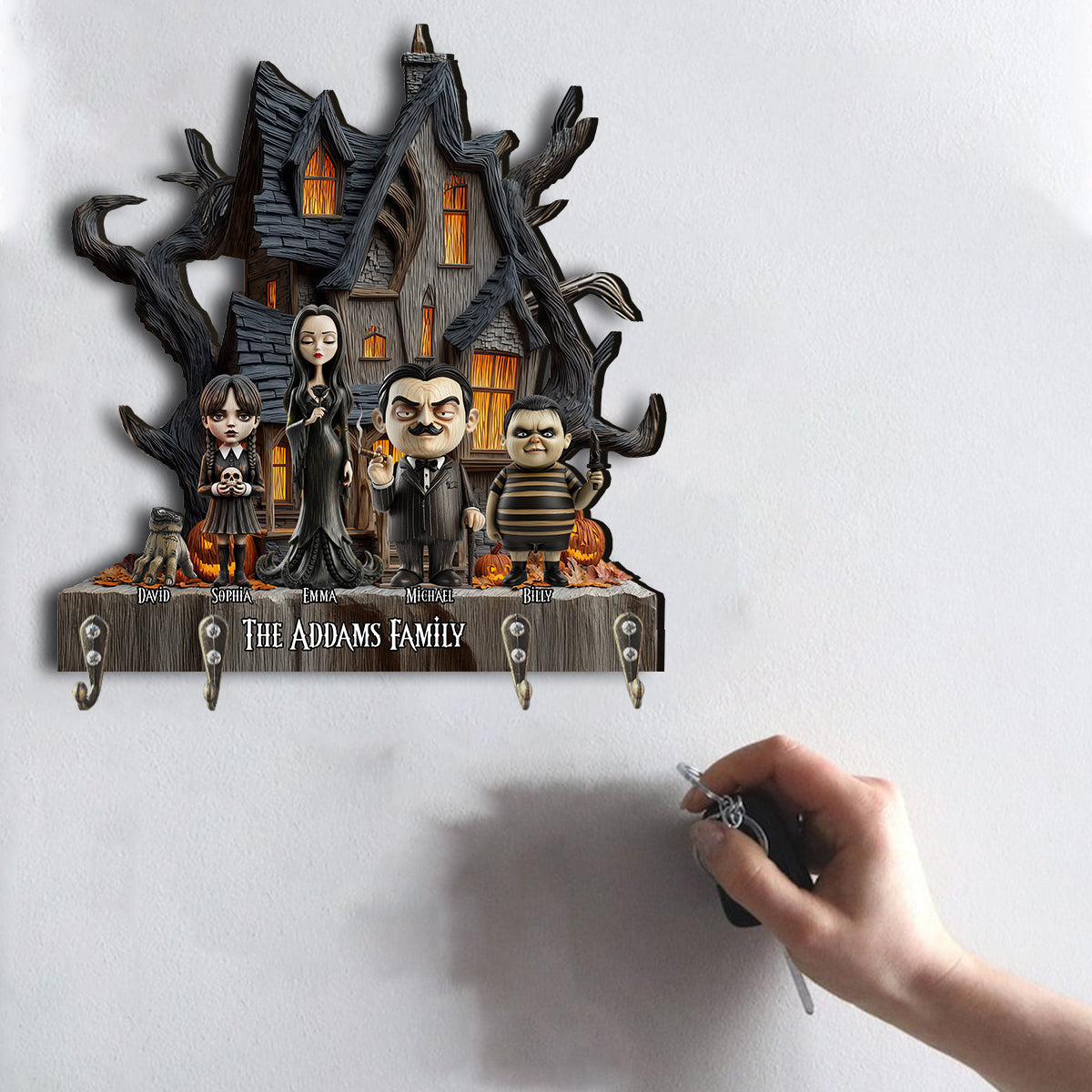 The Mysterious and Spooky Family - Personalized Family Custom Shaped Hanging Rack