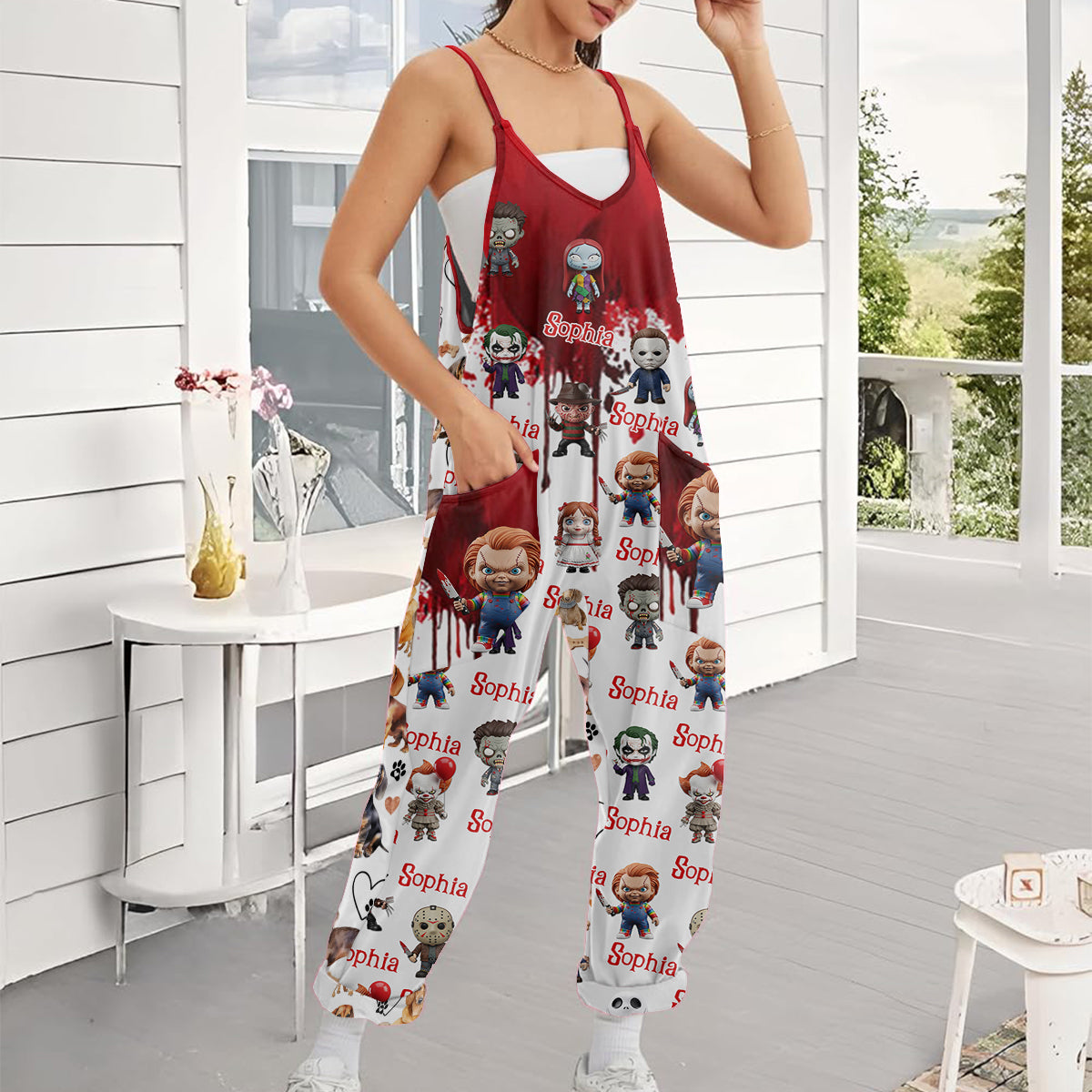 Scary Halloween - Personalized Horror Character Loose-Fit Overalls/ Rompers
