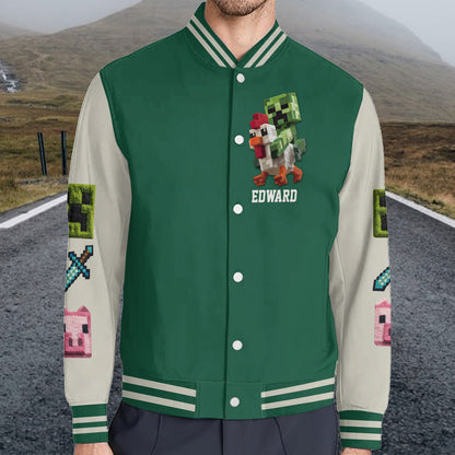 Chicken Jockey - Personalized Block World Varsity Jacket