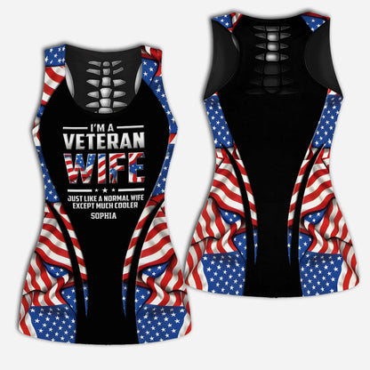 Veteran Wife - Personalized Veteran Hollow Tank Top and Leggings