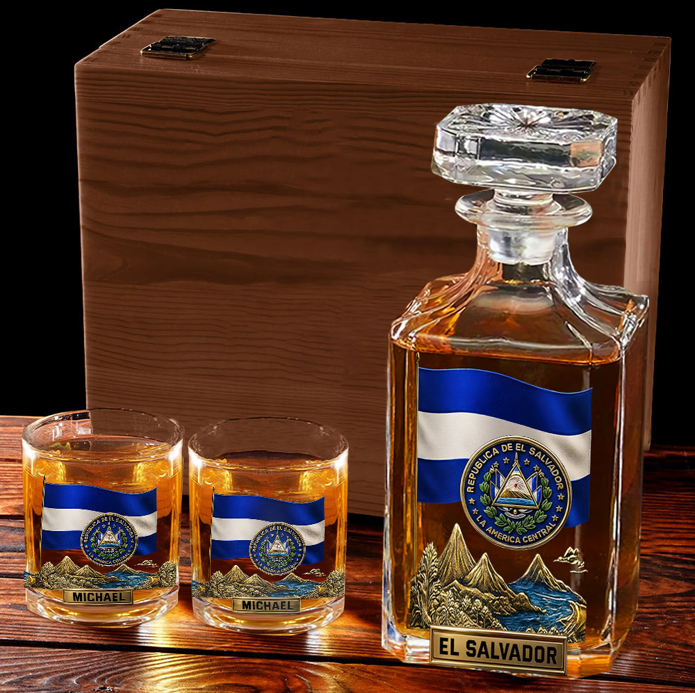 Dios, Unión, Libertad - Personalized Expats Whiskey Decanter Set